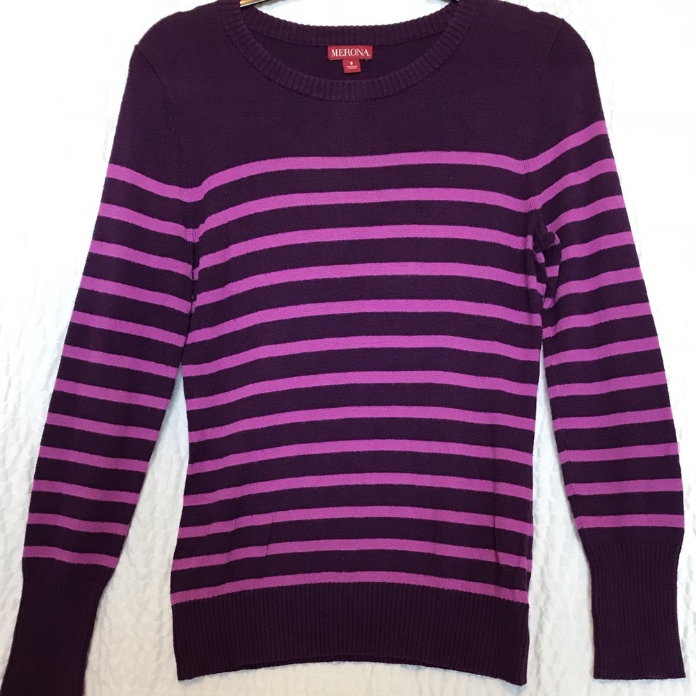 Purple knit striped sweater